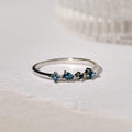 London blue topaz ring in sterling silver with irregular stones