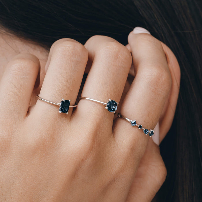 Three london blue topaz gemstone rings with sterling silver