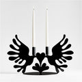 Lovebirds Black Metal Candelabra by Lucia Eames