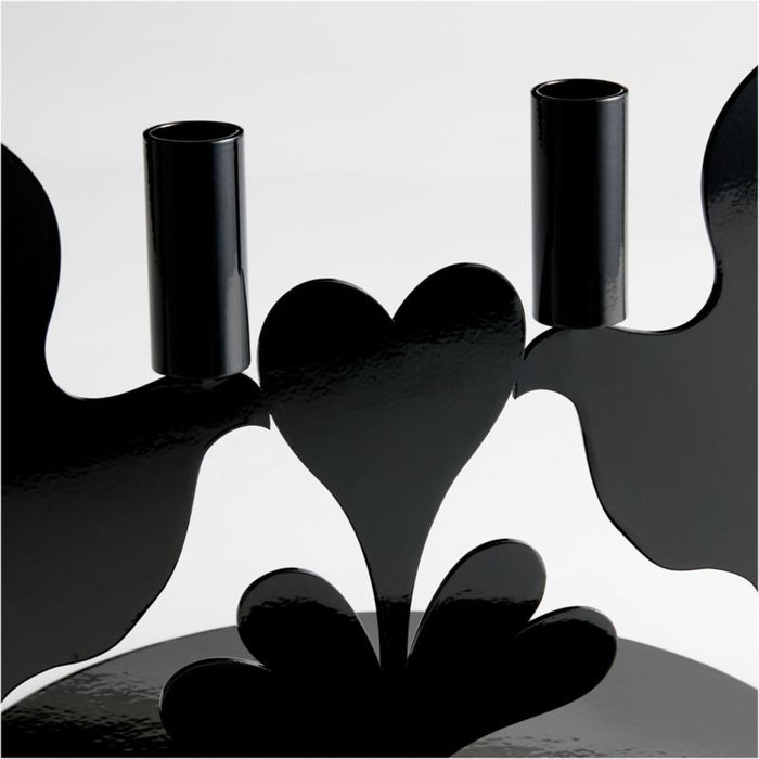 Lovebirds Black Metal Candelabra by Lucia Eames