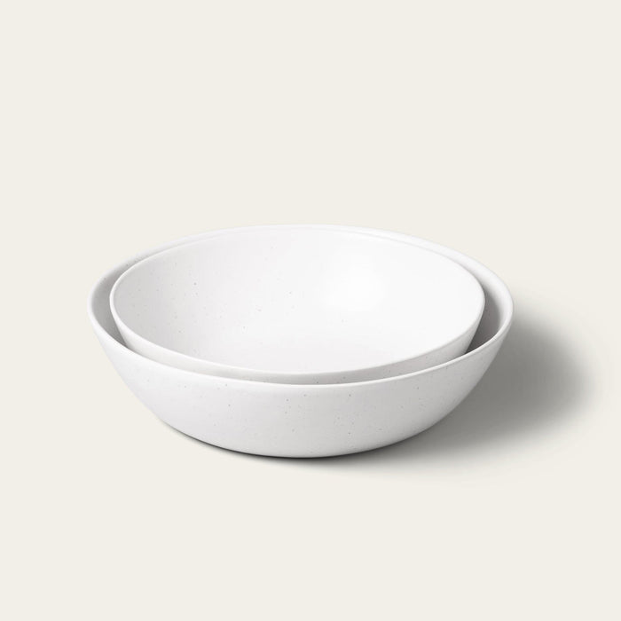 Low serving bowls serveware by Fable Home, shown in a speckledwhite finish. – #speckledwhite