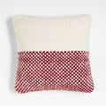 Luminous Red and Arctic Ivory Chunky Knit 20"x20" Holiday Throw Pillow Cover