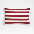 Luminous Red Stripe 22"x15" Holiday Throw Pillow Cover by Joan Anderson