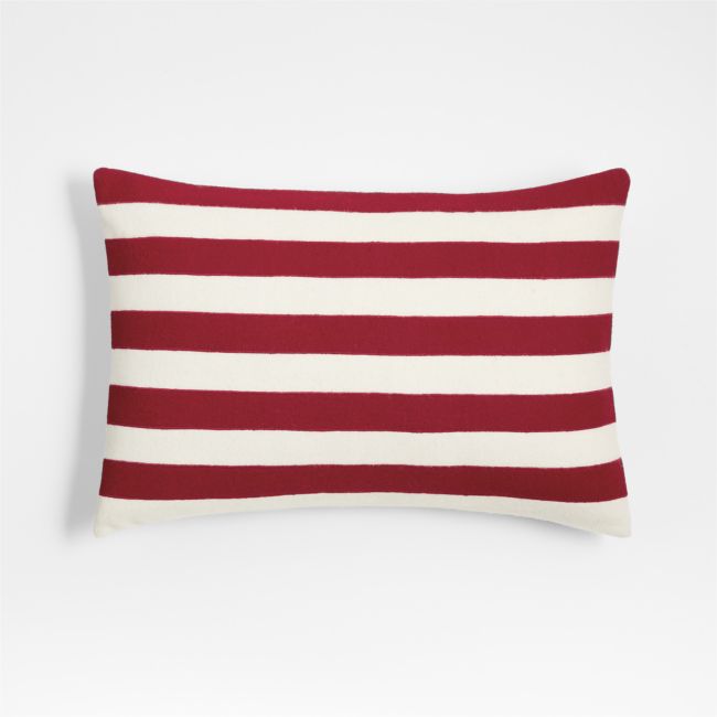 Luminous Red Stripe 22"x15" Holiday Throw Pillow Cover by Joan Anderson