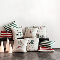 Luminous Red Stripe 22"x15" Holiday Throw Pillow Cover by Joan Anderson