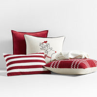 Luminous Red Stripe 22"x15" Holiday Throw Pillow Cover by Joan Anderson