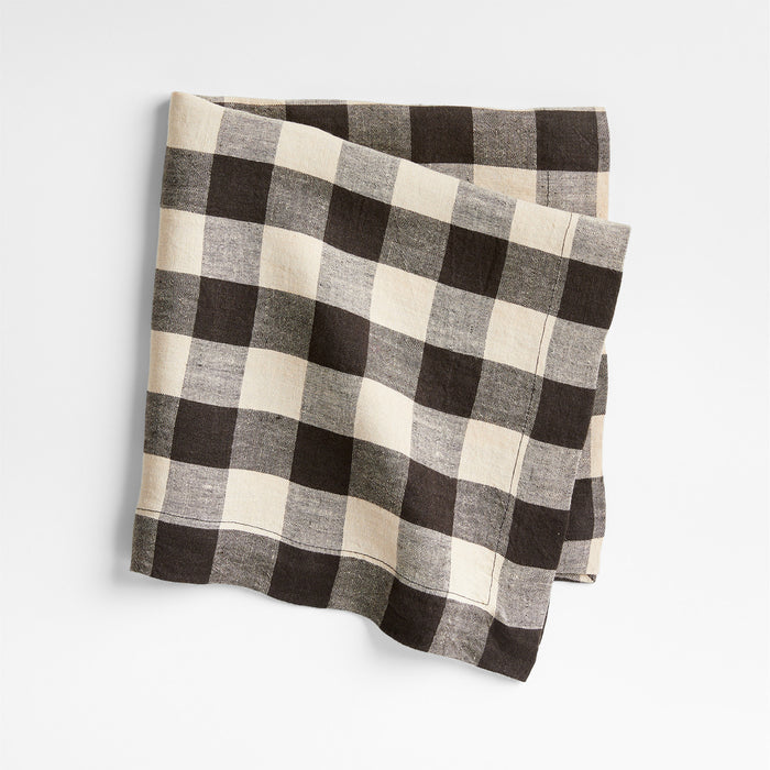 Marin Black and Natural EUROPEAN FLAX ®-Certified Linen Buffalo Check Napkin