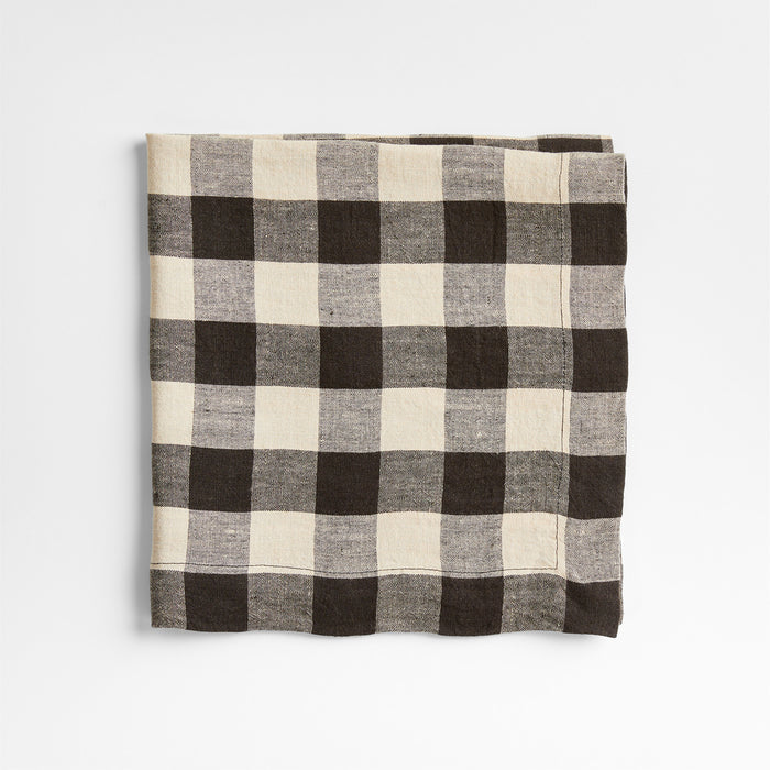 Marin Black and Natural EUROPEAN FLAX ®-Certified Linen Buffalo Check Napkin