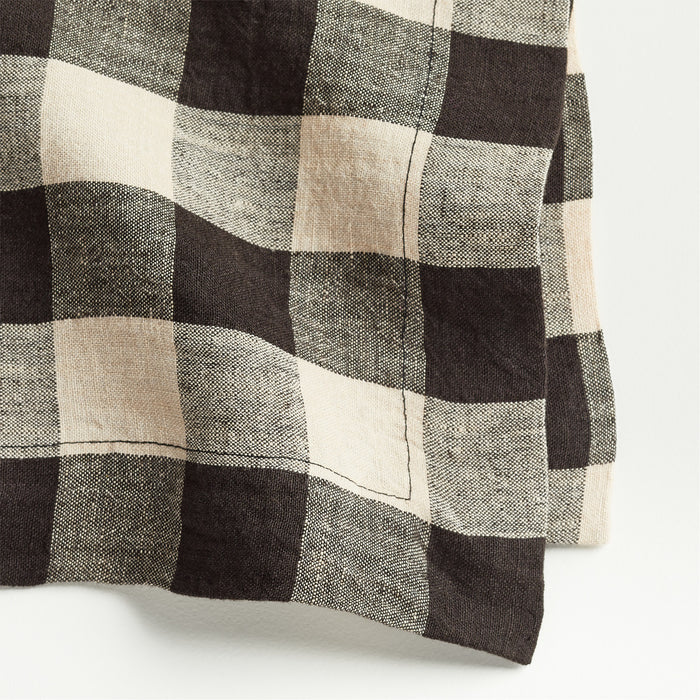 Marin Black and Natural EUROPEAN FLAX ®-Certified Linen Buffalo Check Napkin