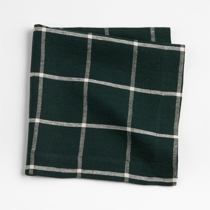 Marin Green Windowpane EUROPEAN FLAX?-Certified Linen Napkin