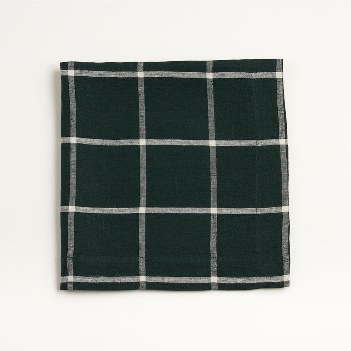Marin Green Windowpane EUROPEAN FLAX?-Certified Linen Napkin