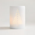 Medium White Christmas Tree Porcelain Hurricane Candle Holder 7"