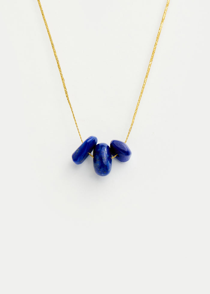 Meena PSTM Afghanistan Lapis Beaded Necklace on Cord