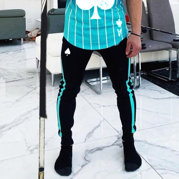 Men'S Blue Gradient Stripe Short-Sleeved Trouser Suit