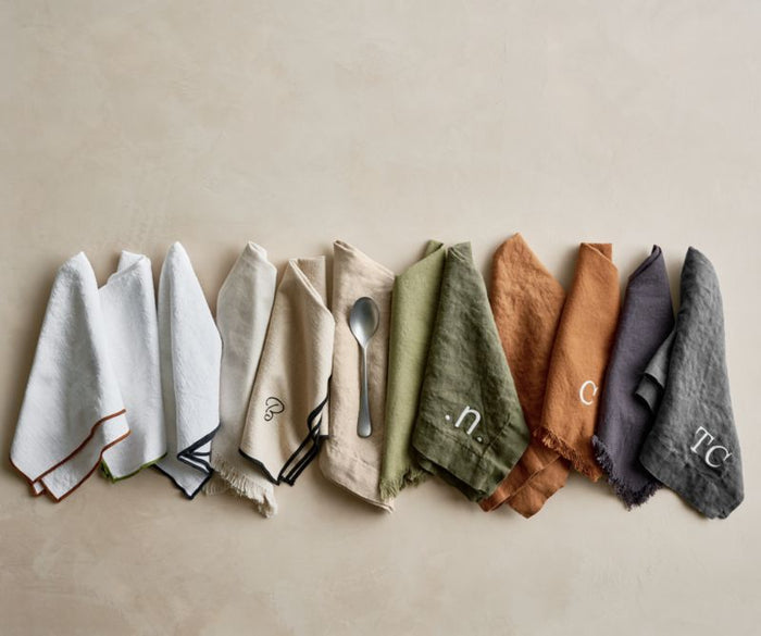 Merrow Stitch Olive Green Organic Cotton Napkin