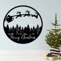 Merry Christmas Sleigh Scenery - Metal Wall Art - MetalPlex