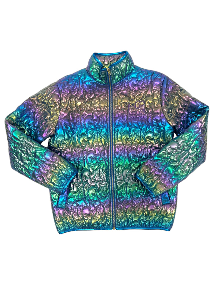 METALLIC QUILTED JACKET, IRIDESCENT SUPER SALE PUPPIE LOVE