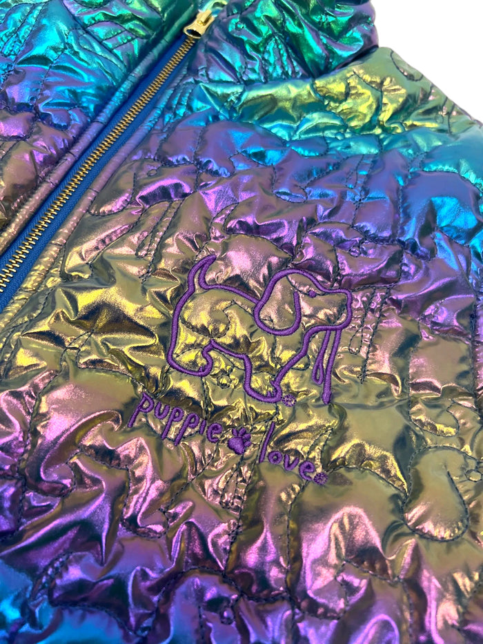 METALLIC QUILTED JACKET, IRIDESCENT SUPER SALE PUPPIE LOVE