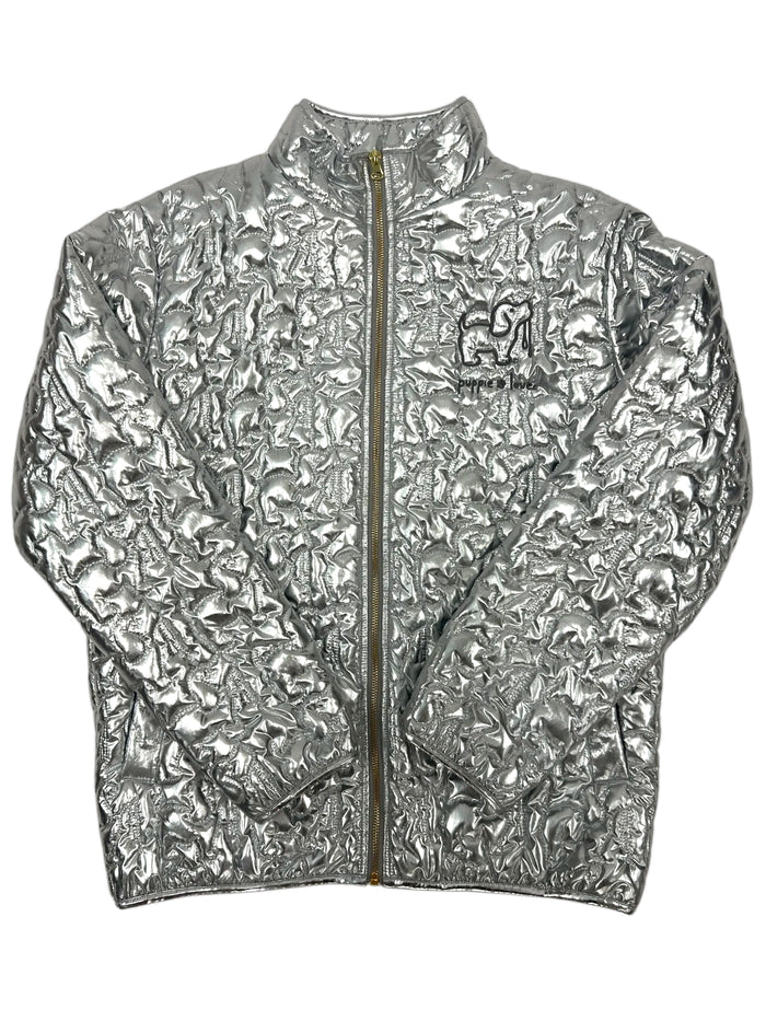 METALLIC QUILTED JACKET, SILVER SUPER SALE PUPPIE LOVE