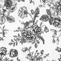 Midnight Black Floral Toile Pillowcase Set