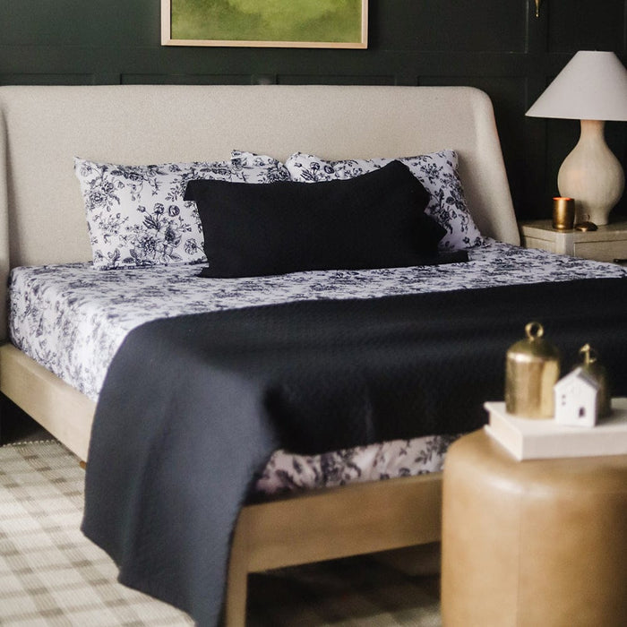 Midnight Black Floral Toile Sheet Set