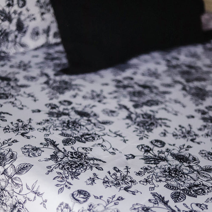 Midnight Black Floral Toile Sheet Set