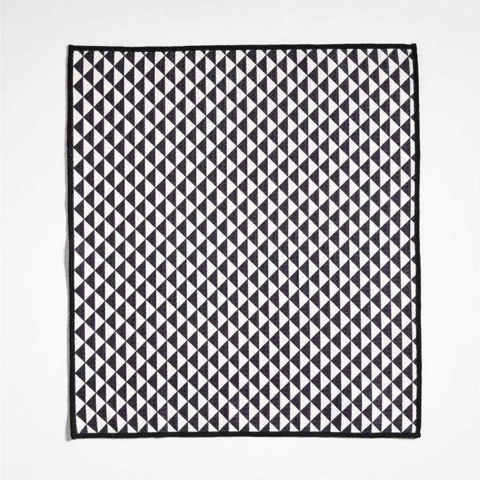Modern Check Black Recycled Dish Towel, Set of 2