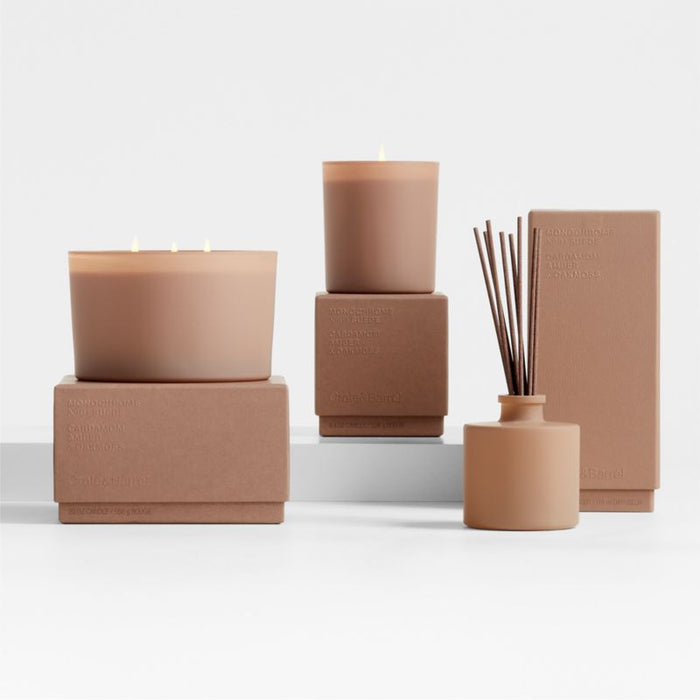 Monochrome No. 4 Suede 3-Wick Scented Candle - Cardamom, Amber and Oakmoss