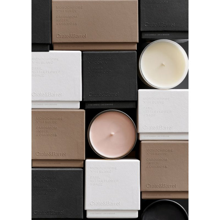 Monochrome No. 4 Suede 3-Wick Scented Candle - Cardamom, Amber and Oakmoss