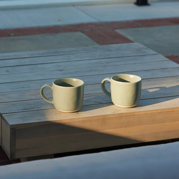 Mugs dinnerware by Fable Home, shown in a beachgrassgreen finish. – #beachgrassgreen