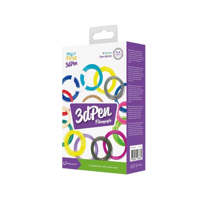 myFirst 3dPen Artist PLA Filament Refill — 6 Colors, FDA Approved