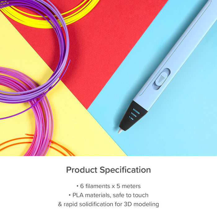 myFirst 3dPen Artist PLA Filament Refill — 6 Colors, FDA Approved