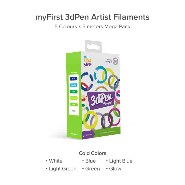 myFirst 3dPen Artist PLA Filament Refill — 6 Colors, FDA Approved