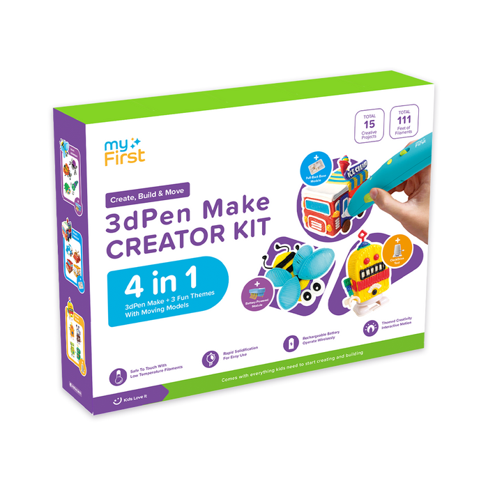 myFirst 3dPen Make Creator Kit — Kid-Safe 3D Printing Pen with Filaments