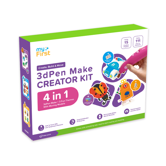 myFirst 3dPen Make Creator Kit — Kid-Safe 3D Printing Pen with Filaments