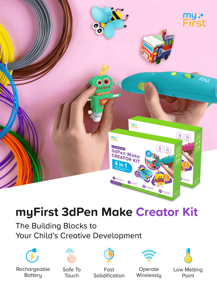 myFirst 3dPen Make Creator Kit — Kid-Safe 3D Printing Pen with Filaments