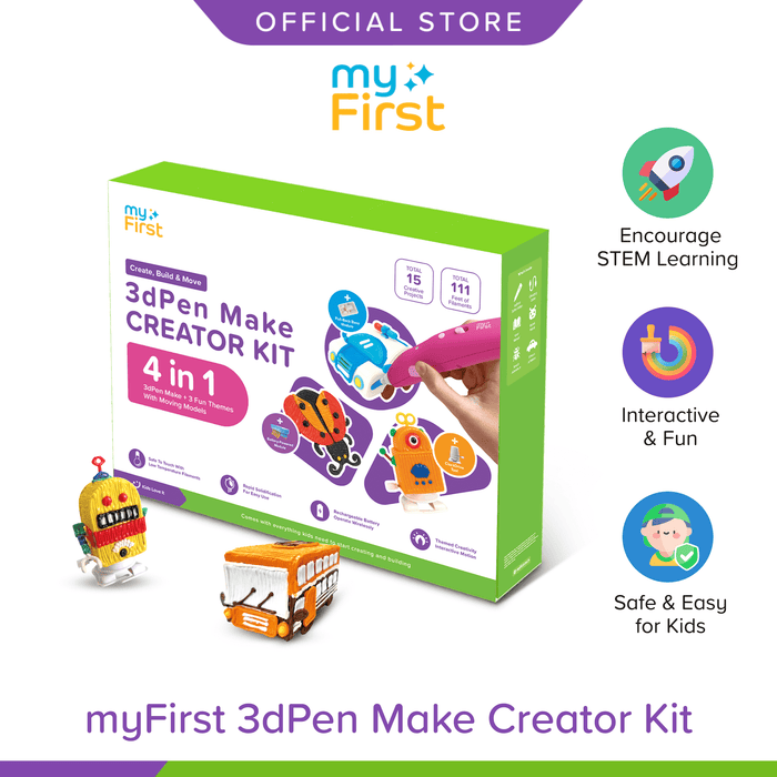 myFirst 3dPen Make Creator Kit — Kid-Safe 3D Printing Pen with Filaments