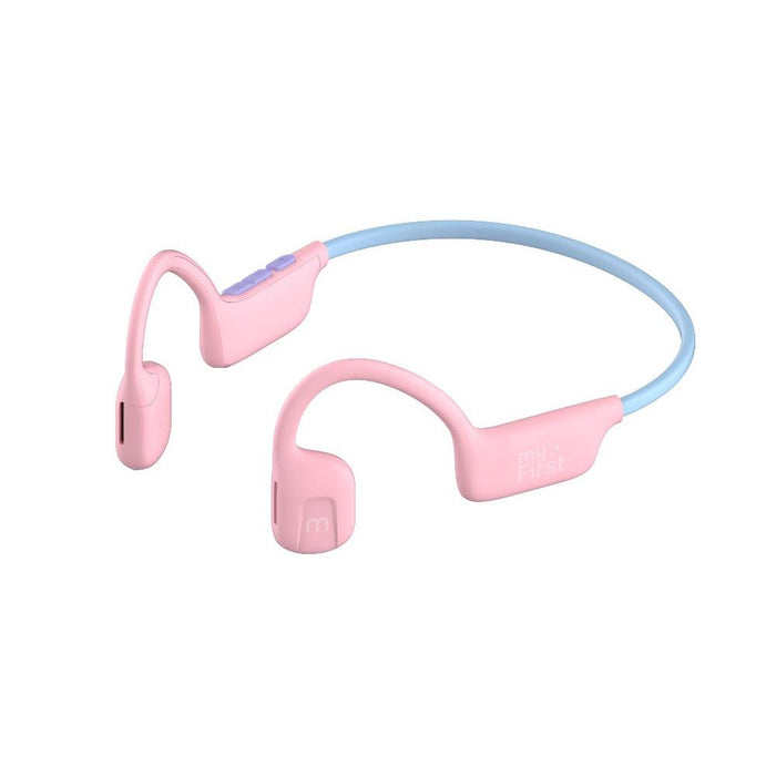 pink and blue open ear headphones for kids