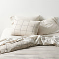 Natural Hemp Arcadia Tan and Midnight Navy Reversible Grid Full/Queen Duvet Cover