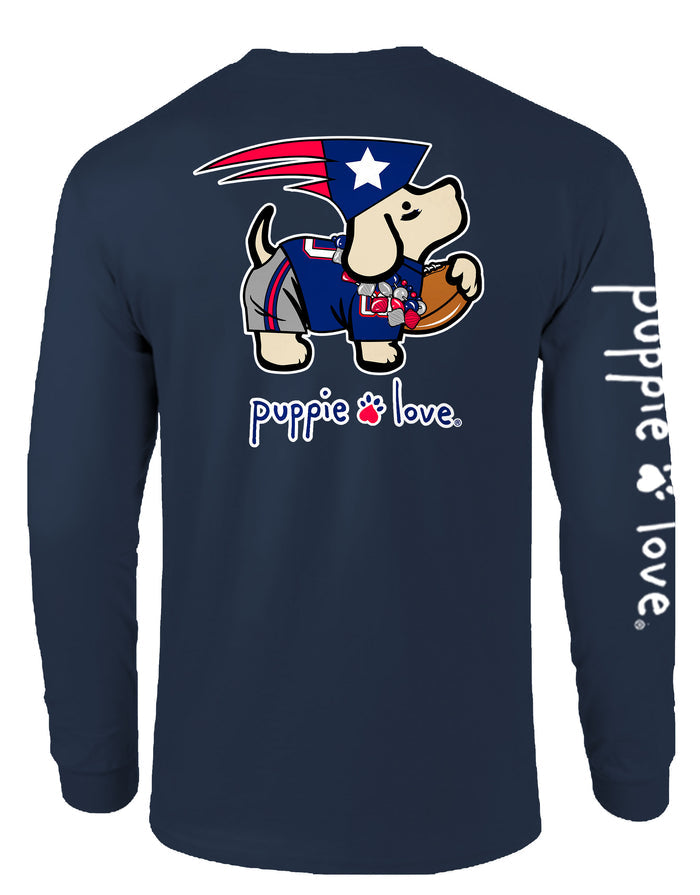 NAVY, RED, AND SILVER MASCOT PUP, ADULT LS PUPPIE LOVE