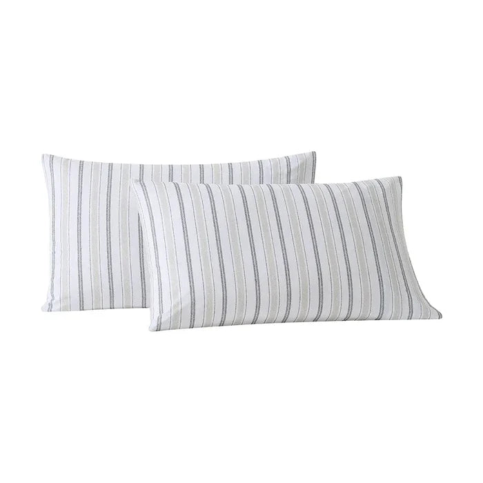 Neutral Twill Stripe Pillowcase Set