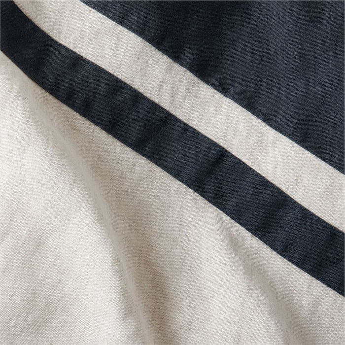 New Natural EUROPEAN FLAX -Certified Linen Arcadia Tan and Midnight Navy Border Euro Bed Pillow Sham