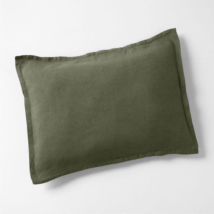 New Natural European Flax Certified Linen Burnt Green Euro Bed Pillow Sham