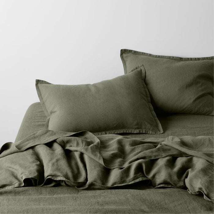 New Natural European Flax Certified Linen Burnt Green Euro Bed Pillow Sham