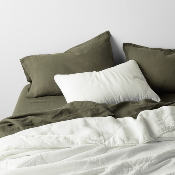 New Natural European Flax Certified Linen Burnt Green Euro Bed Pillow Sham