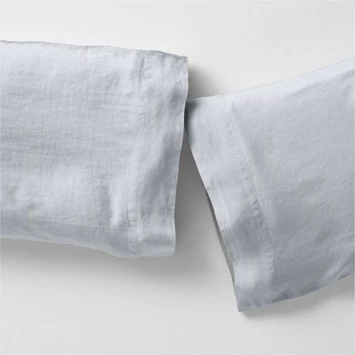 New Natural EUROPEAN FLAX-certified Linen Mist Blue King Pillowcases, Set of 2