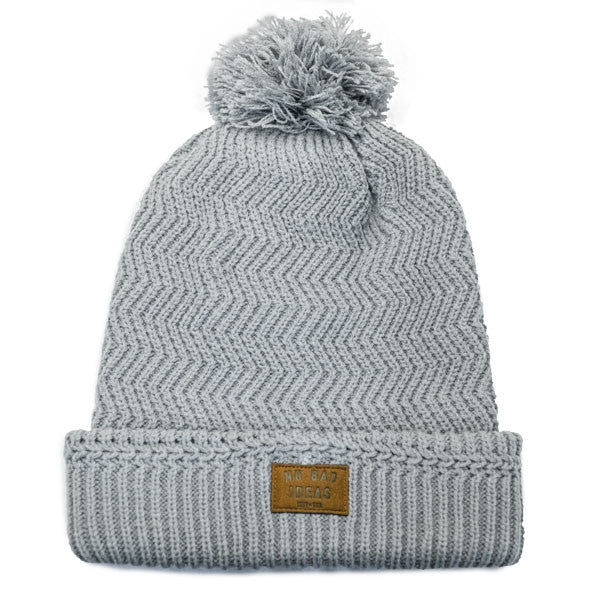 No Bad Ideas - Redford Beanie Puff Ball Hat w/ Leather Patch