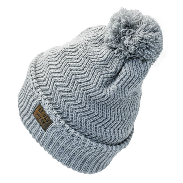 No Bad Ideas - Redford Beanie Puff Ball Hat w/ Leather Patch - Back