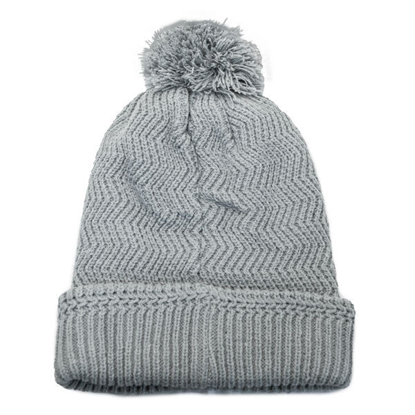 No Bad Ideas - Redford Beanie Puff Ball Hat w/ Leather Patch - Back, Flat