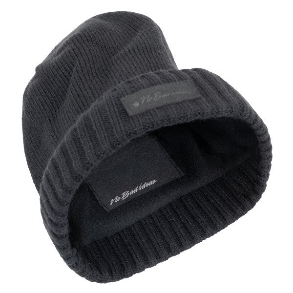 No Bad Ideas - Zander Military Knit Watch Cap w/ Patch - Black - Close-up of Stash Pocket